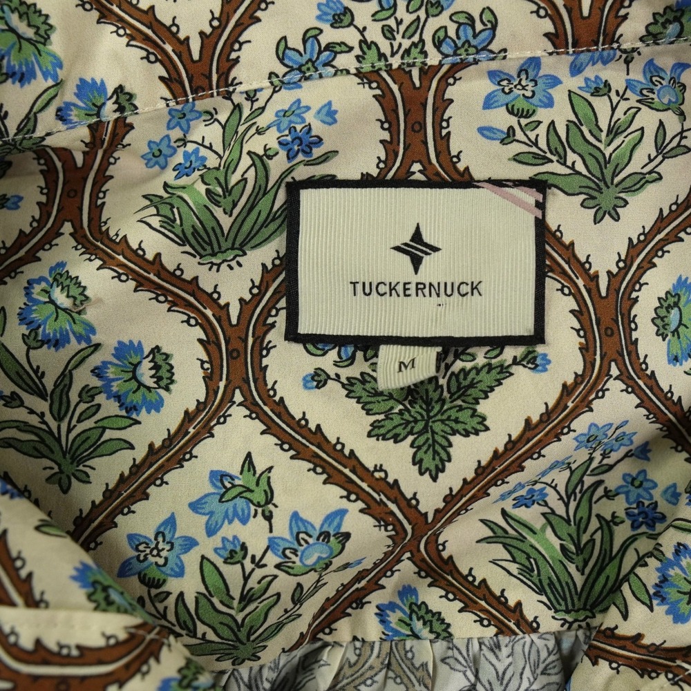 Tuckernuck Porcelain Bouquet Corrigan Blouse Medium Trellis Block Print Top - Picture 5 of 12